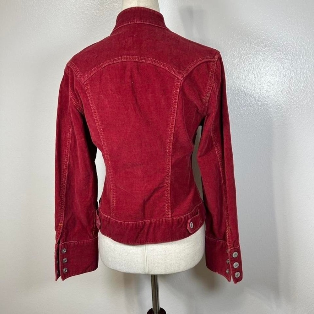 Vintage Y2K '04 GAP Red Corduroy Denim Jacket Cropped Snap Buttons Womens XS - Picture 3 of 8
